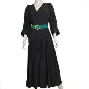 H&M Black Tiered Oversized Maxi Dress Womens SZ XS Romantic Minimal Grunge Goth